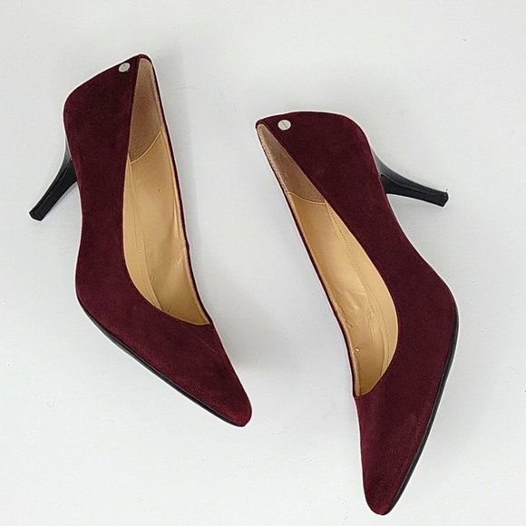 Calvin Klein Ashley Pointed Toe Pumps in Burgundy Size 8.5 - Picture 2 of 12